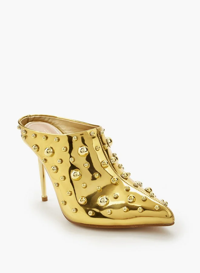 Celeste Women Studded Stiletto Heel Mules